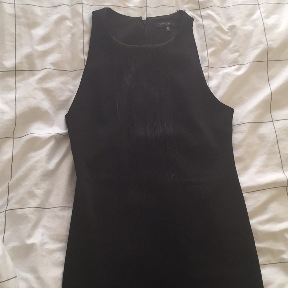 Little Black Dress with Fringe on the Front